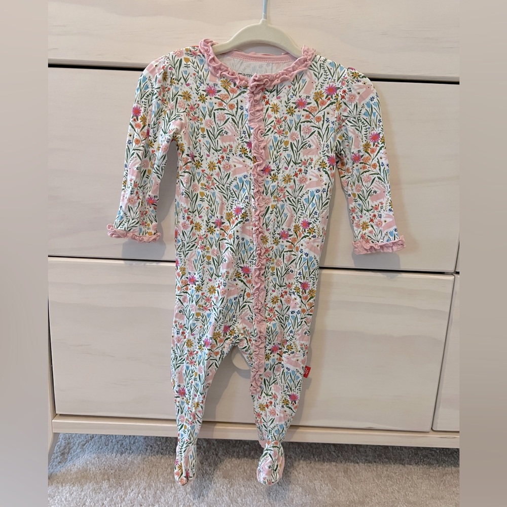 Magnetic Me floral infant ruffle footie